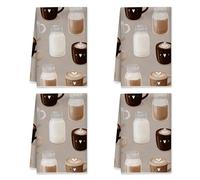 Coffee Mug Kitchen Towels Set of 4,Fanciful Contemporary Milk Jar Whipped Cream Brown Microfiber Tea Towels New Home Essentials 16X24 Inch (4Pcs)