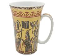 Coffee Mug Large Tea Cup Porcelain Ceramic Ancient Egypt Prince Gods Decor Theme Mug Presents Gift Cafe Restaurant Hotel Home Refrigerator Dishwasher Microwave Oven 550ml (Black and Gold)