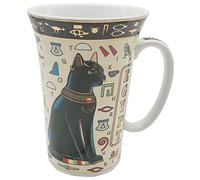 Coffee Mug Large Tea Cup Porcelain Ceramic Ancient Egypt Prince Gods Decor Theme Mug Presents Gift Cafe Restaurant Hotel Home Refrigerator Dishwasher Microwave Oven 550ml (Beige and Black)