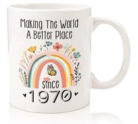 Coffee Mug Making World A Better Place Since 1970 55Th for for 55 Year Old Inspirational for Birthday Tea Cup Funny Personalised Mug Safe Ceramic Cup for Office Kitchen Accessories Anyone 330ML
