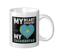 Coffee Mug My Heart My Country My Kazakhstan Milk Cup Funny Novelty Ceramic Mug, for Office, Tea, Household, 330ml