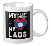 Coffee Mug My Heart My Country My Laos Couple Coffee Cup Personalised with Handle Ceramic Mug, for Birthday, Women, Work, 330ml
