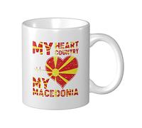 Coffee Mug My Heart My Country My Macedonia Ceramic Cups Personalised with Handle Porcelain Mug, for Birthday, Girls, Hot Drinks, 330ml