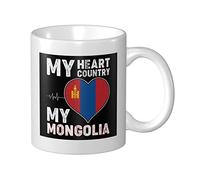 Coffee Mug My Heart My Country My Mongolia Ceramic Cups Funny Novelty Porcelain Mug, for Women, Girls, Office, 330ml