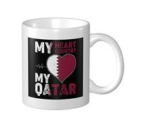 Coffee Mug My Heart My Country My Qatar Tea Cup Kitchenware Novelty Coloured Mug, for Hot Drinks, Tea, Men, 330ml