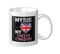 Coffee Mug My Heart My Country My United Kingdom Couple Coffee Cup Novelty Funny Porcelain Mug, for Office, Tea, Birthday, 330ml