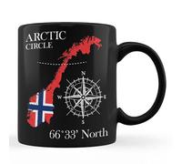 Coffee Mug Norway Arctic Circle -North Norge Norwegian Flag Black Tea Cup Safe Ceramic Cup Coloured Work Mug for Teacher Anyone Office 330ML