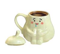 Coffee Mug - Pear Shaped Ceramic Mug, Cute Drinkware with Handle and Lid, Heat Resistant Design, Versatile Tea and Coffee Cup for Latte, Hot Chocolate, Milk or Water Enjoyment