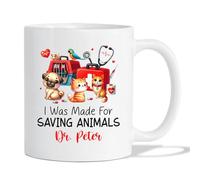 Coffee Mug Personalized I was Made for Saving Animals White for 330ML