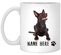 Coffee Mug Personalized Name Australian Kelpie Chocolate Fur Lying,Custom Text Work Mug Decorations Ceramic Mugs Premium Ceramic Cup for Men Women Birthday Anyone
