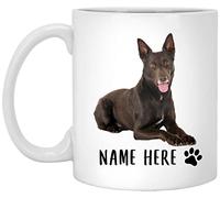 Coffee Mug Personalized Name Australian Kelpie Lying,Custom Text Work Mug Funny Ceramic Cup Novel Tea Cup for Men Women Anyone Birthday