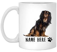 Coffee Mug Personalized Name Cavalier King Charles Spaniel Black Brown,Custom Text Ceramic Cup Funny Ceramic Mugs Novel Tea Cup for Office Men Women Anyone