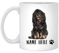 Coffee Mug Personalized Name Cavalier King Charles Spaniel Black Brown Sitting,Custom Text Work Mug Premium Ceramic Mugs Funny Ceramic Cup for Birthday Men Women Anyone