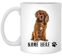 Coffee Mug Personalized Name Cavalier King Charles Spaniel Brown Red,Custom Text Tea Cup Funny Work Mug Novel Ceramic Cup for Anyone Birthday Men Women