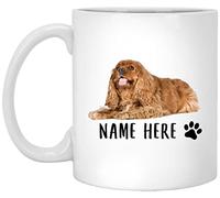 Coffee Mug Personalized Name Cavalier King Charles Spaniel Lying,Custom Text Tea Cup Funny Ceramic Cup Premium Ceramic Mugs for Anyone Birthday Office