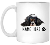 Coffee Mug Personalized Name Cavalier King Charles Spaniel Lying Tri Color,Custom Text Tea Cup Decorations Ceramic Cup Novel Ceramic Mugs for Office Men Women Birthday