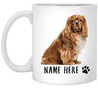 Coffee Mug Personalized Name Cavalier King Charles Spaniel Red Brown,Custom Text Ceramic Mugs Funny Work Mug Novel Ceramic Cup for Anyone Birthday Men Women