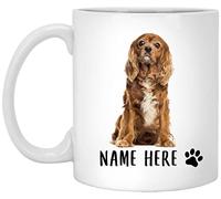 Coffee Mug Personalized Name Cavalier King Charles Spaniel Sitting Red Brown,Custom Text Ceramic Mugs Funny Tea Cup Novel Ceramic Cup for Birthday Men Women Anyone