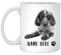 Coffee Mug Personalized Name English Setter Grey Lying,Custom Text Ceramic Mugs Funny Ceramic Cup Novel Tea Cup for Office Men Women Birthday