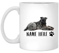 Coffee Mug Personalized Name Kerry Blue Terrier Blue Lying,Custom Text Ceramic Mugs Novel Ceramic Cup Funny Work Mug for Men Women Office Birthday