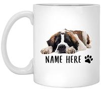 Coffee Mug Personalized Name Saint Bernard Lying,Custom Text Tea Cup Funny Work Mug Decorations Ceramic Mugs for Office Men Women Birthday