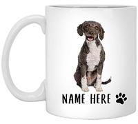 Coffee Mug Personalized Name Spanish Water Dog Sitting Brown,Custom Text Work Mug Funny Ceramic Cup Novel Ceramic Mugs for Office Men Women Birthday