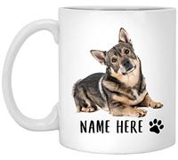 Coffee Mug Personalized Name Swedish Vallhund Lying Sable,Custom Text Work Mug Funny Ceramic Mugs Novel Ceramic Cup for Office Men Women Birthday