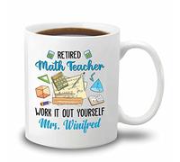 Coffee Mug Personalized Retired Math Teacher White for 330ML
