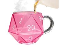 Coffee Mug - Polyhedral Dice Water Cup | Glass Game Mugs - for Breaks Birthday Party Seasonal Celebrations Workplace Relaxing Moments Weekend Leisure, D20 Design, Clear