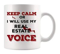 Coffee Mug Real Estate Agent Keep Calm Or I Will You My Voice Best Realtor Sell Seller Graduation Most Awesome Tea Cup Premium Personalised Mug Funny Ceramic Cup for Anyone Office 330ML
