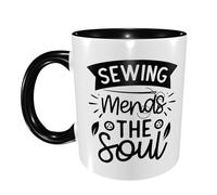 Coffee Mug Sewing Mends The Soul Exquisite Birthday Print Mug Fade-Resistant Family Ceramic Tea Cup 11Oz
