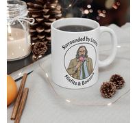 Coffee Mug Slow Horses TV Series Theme Jackson Lamb Parody Image with ice Cream “Surrounded by Losers, Misfits & Boozers.”
