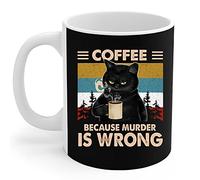 Coffee Mug Tea Cup Ceramic Travel Mug Novelty Christmas Gifts 330ml Generic Cat and Coffee - Coffee Because Murder is Wrong - Cat and Coffee