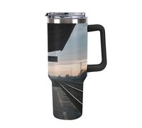 Coffee Mug Thermos Cup Travel Mug Thermos for Hot Drinks Old Train Station Platform at Dusk Casual Mug Hot Water Bottle Suitable for Car Travel Camping Outdoor Hiking 40oz