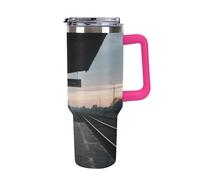 Coffee Mug Thermos Cup Travel Mug Thermos for Hot Drinks Old Train Station Platform at Dusk Casual Mug Hot Water Bottle Suitable for Car Travel Camping Outdoor Hiking 40oz