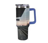 Coffee Mug Thermos Cup Travel Mug Thermos for Hot Drinks Old Train Station Platform at Dusk Casual Mug Hot Water Bottle Suitable for Car Travel Camping Outdoor Hiking 40oz