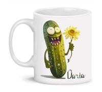 Coffee Mug Unique Personalized Pickle Cartoon Name White for Pickle Enthusiast, for Gardener On Vegetable Lovers Personalised Mug Coloured Work Mug Premium Ceramic Cup for Office Anyone 330ML