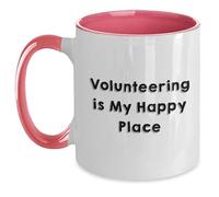 Coffee Mug Volunteering is My Happy Place from Men Graduation Personalised Mug Premium Tea Cup Funny Ceramic Cup for Work Kitchenware Anyone 330ML