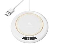 Coffee Mug Warmer - 11.2cm White Heating Plate 20W, Electric Cup Warmer, Desk Drink Heater, 3 Temperature Level Warming Plate | Smart Beverage Heating Pad for Office Kitchen Home Use