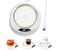 Coffee Mug Warmer for Desk Cup Warmer Smart Temperature Settings with 3 Levels(55°C 65°C 75°C) Portable Heated Mug & LED Display Electric Beverage Tea Water Milk Warmers for Office Home(White)