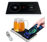 Coffee Mug Warmer for Desk, Smart Cup Warmer with 15W Wireless Phone Charger & 3-Temp Settings for Coffee, Tea, Milk, Cocoa, Beverages