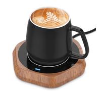 Coffee Mug Warmer for Desk - Wooden Auto Shut Off Drink Warmer for Milk Tea Water Cocoa - Smart Beverage Heating Candle Wax Plate - Hexagonal