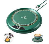 Coffee Mug Warmer Green, Smart Beverage Adjustable Warmer Coffee Cup, 8-Hour Auto Shut-Off Portable USB Powered Heated Coaster, Touch Control USB for Desk Office Home with 3℃ to75