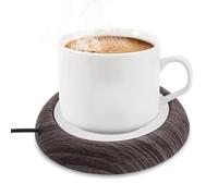 Coffee Mug Warmer, USB Cup Warmer Tea Warmer with Non-Slip Base, Beverage Mug Warmer for Milk Coffee Tea, Cup Mug Warmer Heated Coaster for Home Office Coffee Cup Warmer (Dark Wood Grain, 75mm)