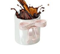 Coffee Mug with Bow Handle,12oz Aesthetic Ceramic Tea Mug with Ergonomic Grip - Large Capacity Drinkware Elegant Home Decoration for Milk Hot Cocoa Tea Water Drinks Latte Enjoyment