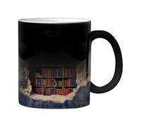 Coffee Mug with Shelf, Color Changing Coffee Mugs - Tea Cup Espresso Coffee Mug - 3D Book Shelf Cool Coffee Cups, Color Changing Ceramic Mug, Decoration A