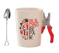 Coffee Mug with Wrench Spanner Handle,Hand-Painted Unique Tool-Shaped Mug,Funny Ceramic Tool Cup with Electric Drill Hammer Handle,for Anniversary,Valentine's Day,Father Day
