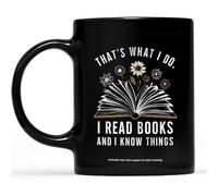 Coffee Mugs 330Ml, I Read Books and I Know Things Book Novelty Ceramic Cup Coloured Ceramic Mug for Celebration Office Colleague