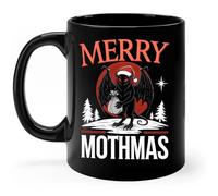Coffee Mugs 330Ml, Mothman Christmas Merry Mothmas Funny Moth Man Xmas Santa Coloured Coffee Cups with Handle Ceramic Mug for Friend Men Hot Drinks