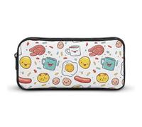 Coffee Mugs Bacon Strips Fried Eggs Adults Pencil Case Pen Holder Makeup Bag Travel Coin Pouch Organiser Storage Bag